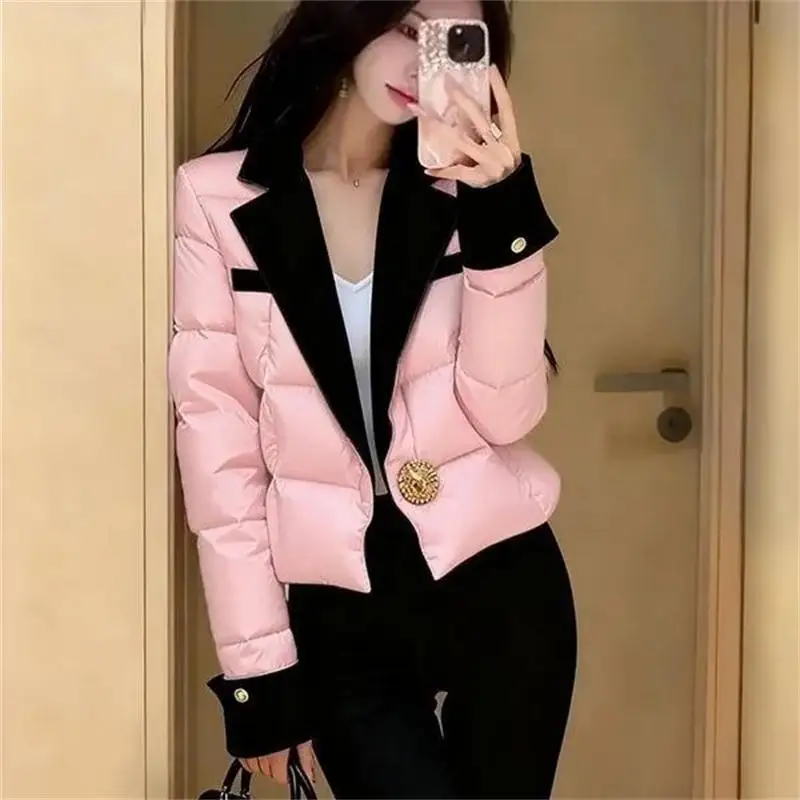 Women's Beautiful Warm Cotton Coat 2026 New Chic High-end Small Fragrance Short Pink Cotton Jacket Autumn Winter Jacket Female