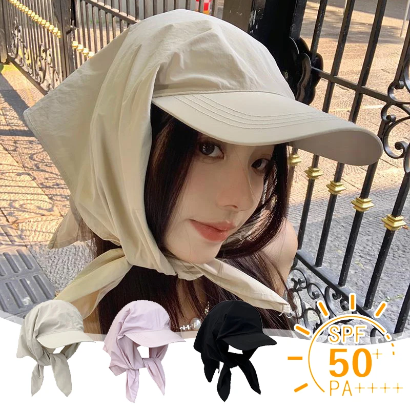 Creative Baseball Caps Hair Scarf Hijab Women Summer Vacation Outdoor Camping Sunshade Quick-drying Strap Headscarf Hats