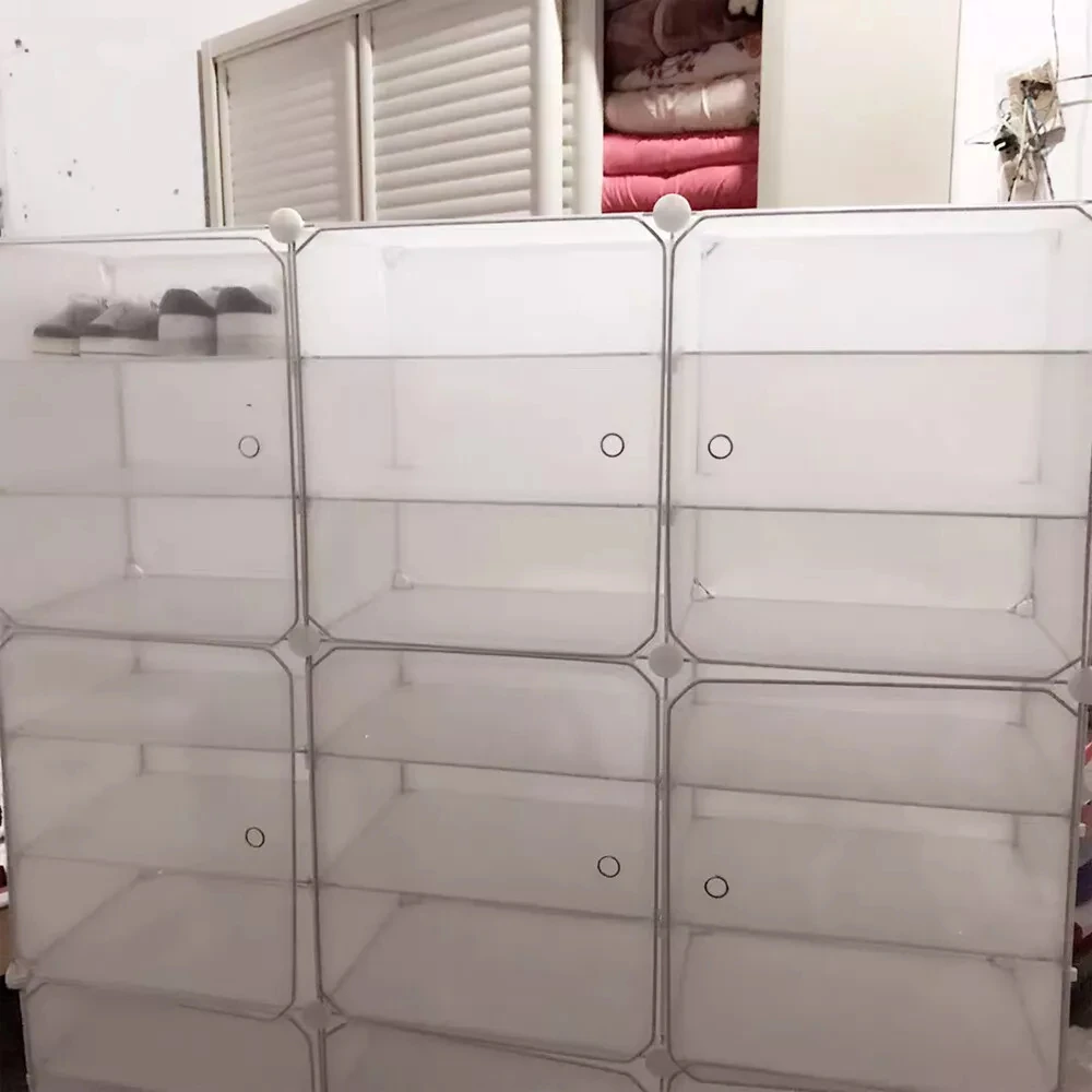 Adecuado para 72 pares de zapatos, Zapatero de 12 niveles, organizador de caja, caja de zapatos a prueba de polvo 3*12 (apertura de puerta transparente), gabinete apilable St