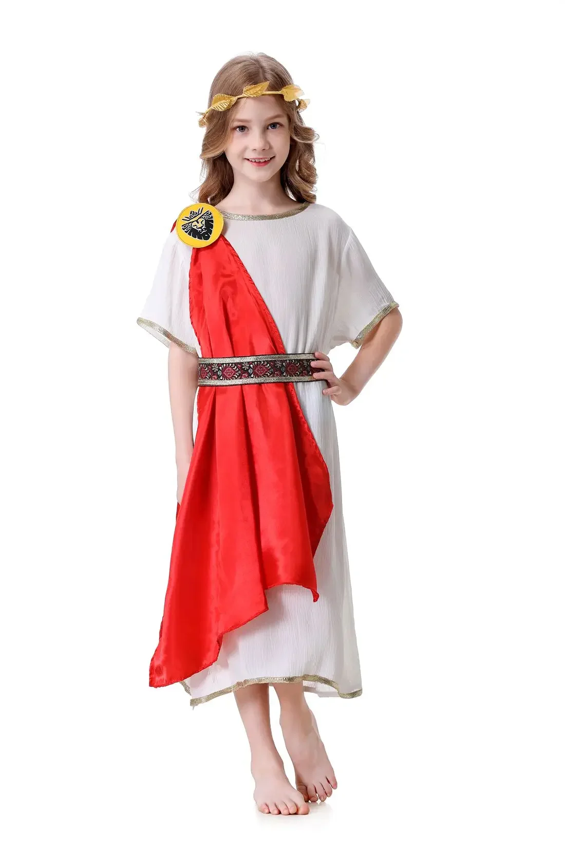 Boy Girl Ancient Greek Mythology God Zeus Costume for Children Kids Grecian Roman Toga Cosplay Halloween Costumes