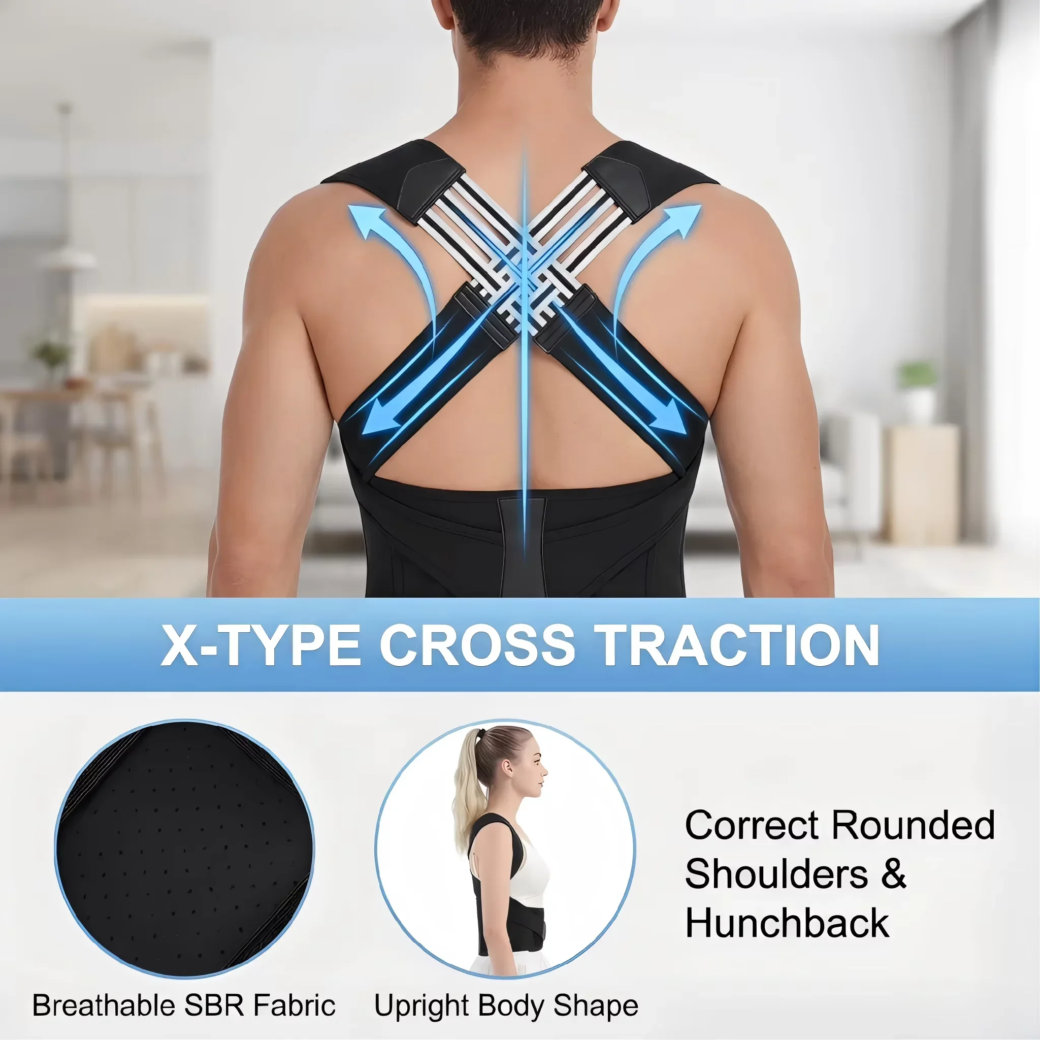 Back Brace Posture Corrector for Women Men Adjustable Lumbar Support Shoulder Posture Brace Improve Posture Back Pain Relief