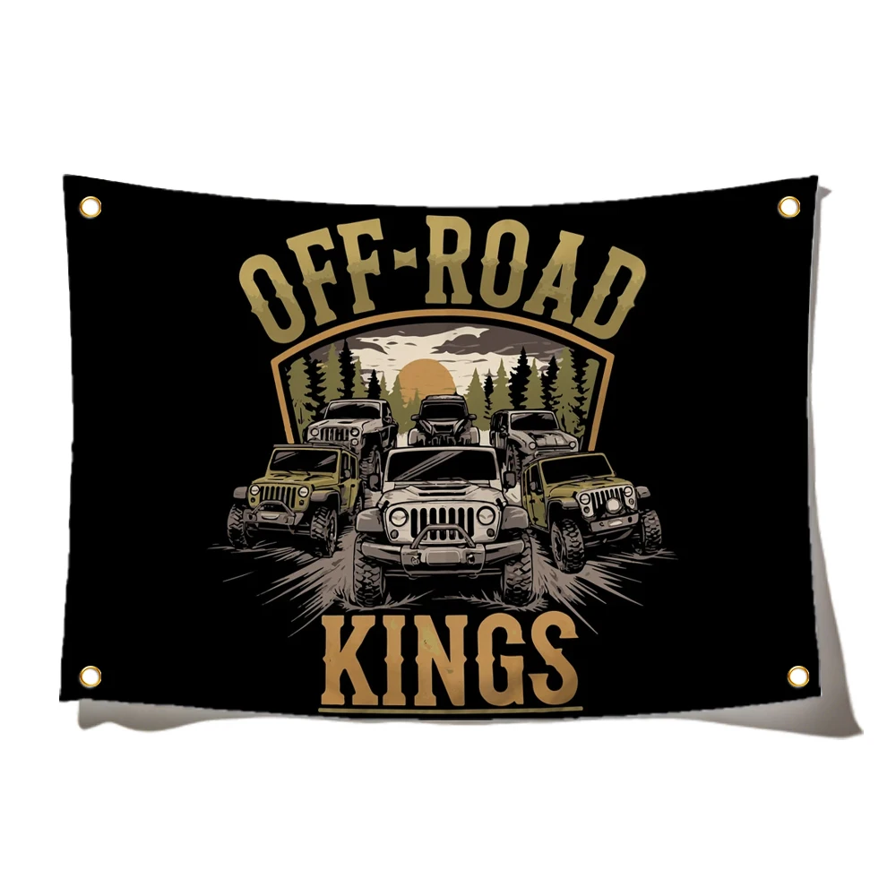 90x150cm Vintage Off-Road Car Flag Racing Tapestry Garage Bedroom Dorm Decor Merch Birthday Gift Indoor Outdoor Decor