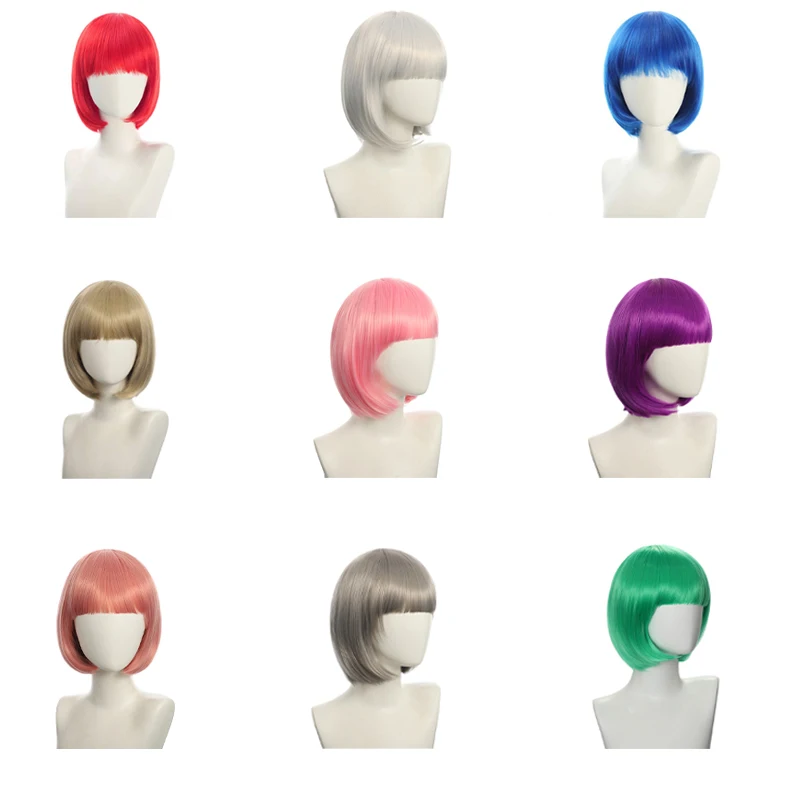 

12-Inch Natural Bob Hairstyle Cosplay Synthetic Wig For Both Men And Women, Suitable For Anime Role-Playing Halloween Lolita Wig