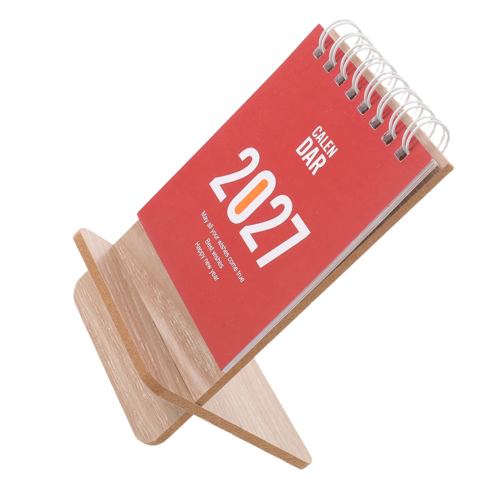 Mini Desk Calendar 2027 Small Monthly Wood Base Red Space Saving Standing Calendar for Office Desk Decor Daily Tracking