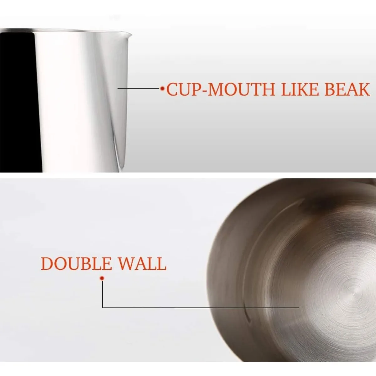 Stainless Steel Milk Frothing Pitcher Cappuccino Latte Art Steaming Pitcher with Handle and Thermometer for Coffee Espresso