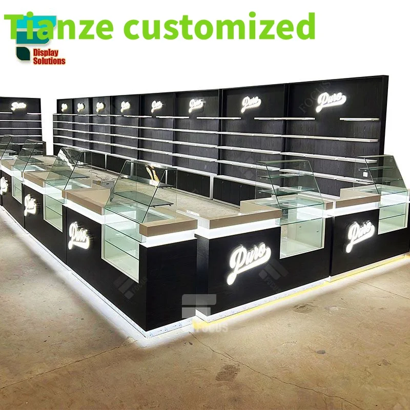 

(customized)Shop Design Wooden Showcase Mall Kiosk Glass Shop Display Showcase Show Smoke Shop Furniture Cab