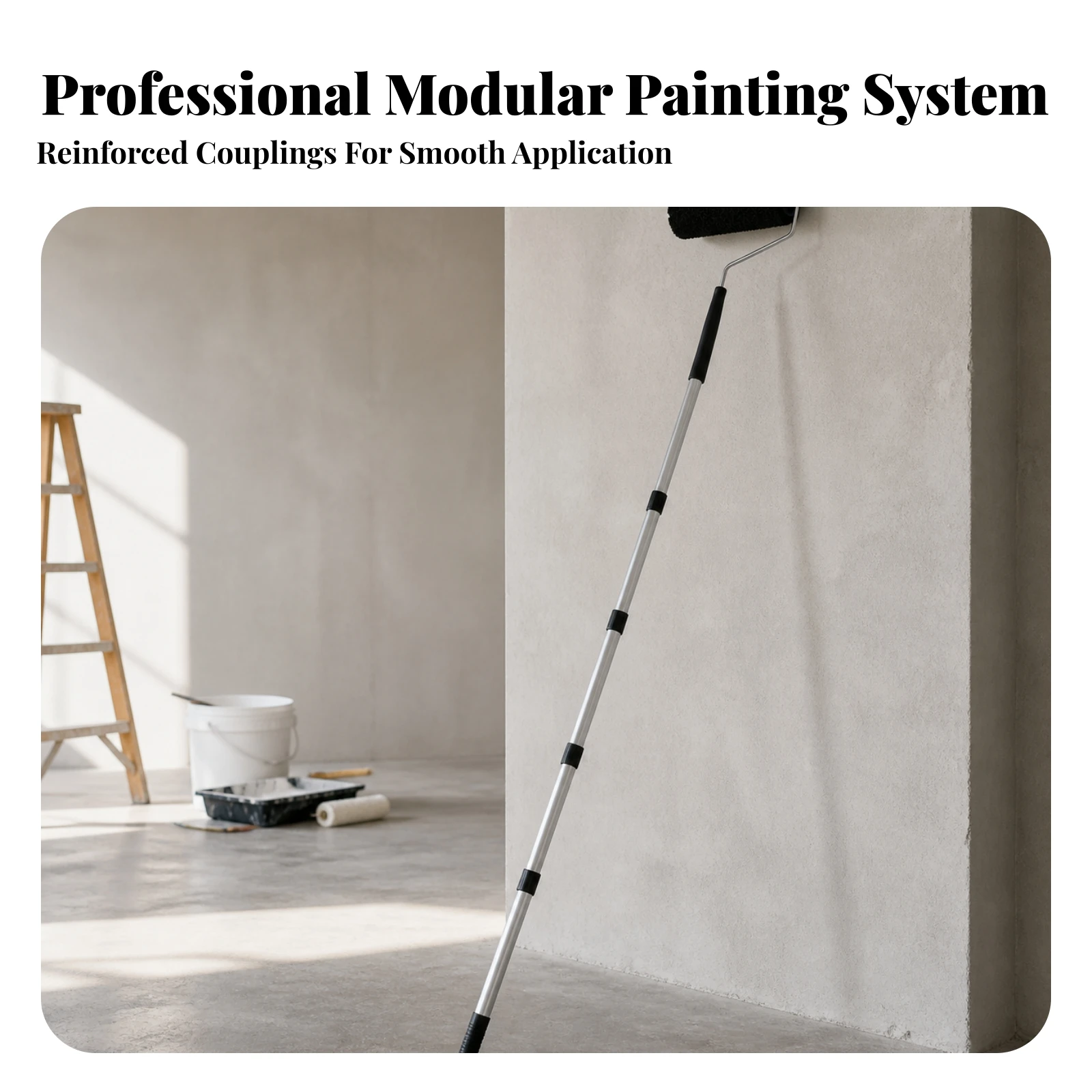 Paint Roller with Extension Pole Latex-Compatible Paint Roller Frame Wall Painting Tool Lintfiber-Release Quick Assembly