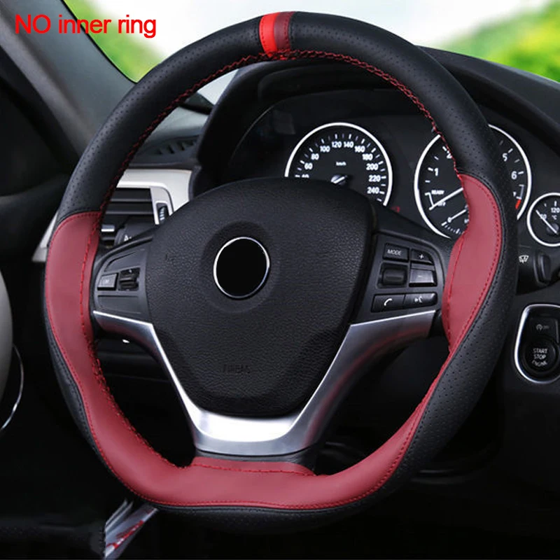 Anti-slip Soft Artificial Leather Car Steering Wheel Cover 38cm steering-wheel With Needles And Thread Auto Interior Accessories