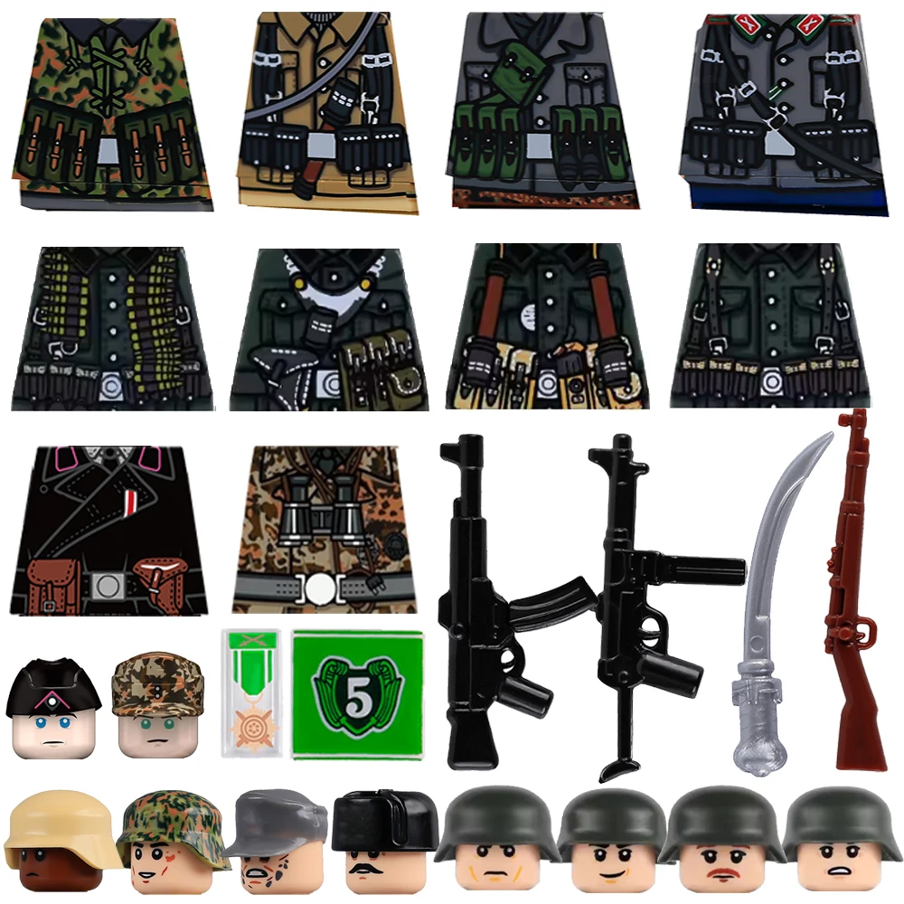

MOC Military Soldier Figures WWII Building Block Accessories MP40 Rocket Launcher STG44 Camouflage Army Mini Brick Toy Gift Z007