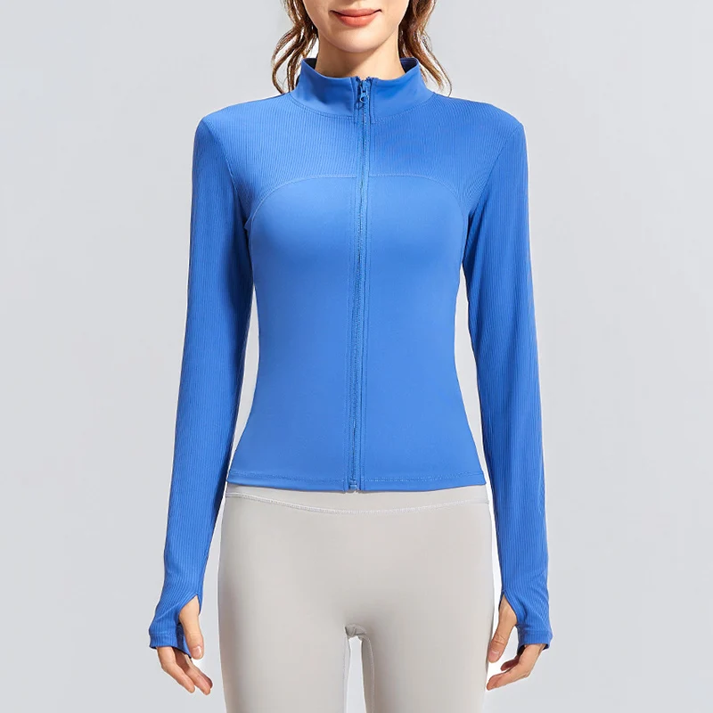 Fitness Cycling Sports Jacket Women Spring Autumn Stand Colllar Zip Up Yoga Sweatshirts Woman Breathable Gym Workout Clothes