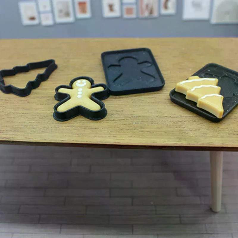 Trio-pack em miniatura homem de gengibre molde de biscoito escala 1/12 brinquedos de cozinha para casa de bonecas