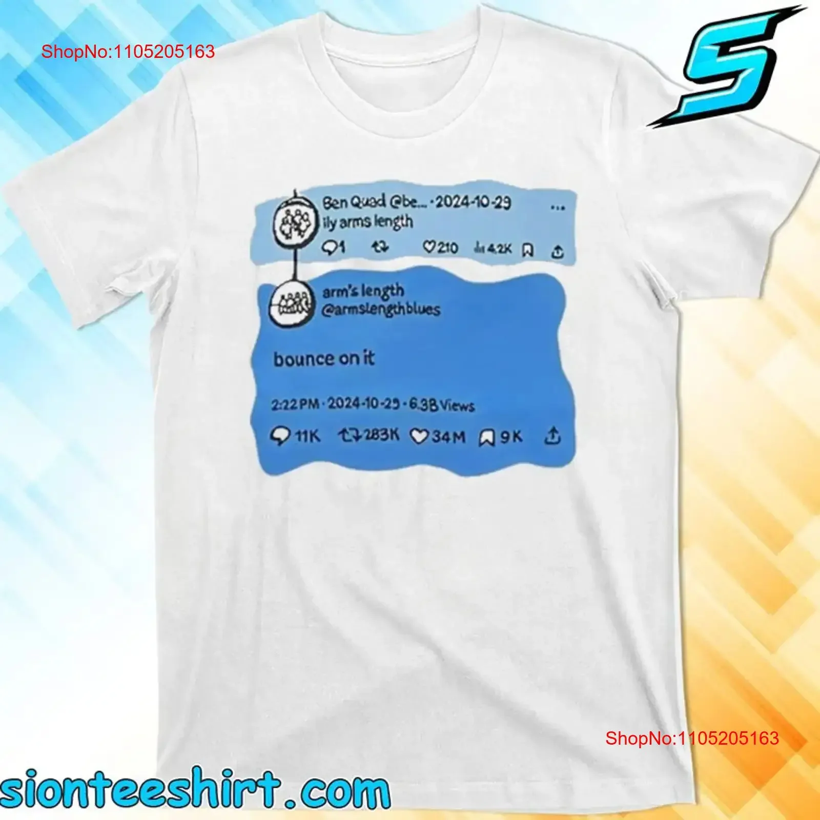 

Ben Quad Ily Arms Length Bounce On It T Shirt vintage Washed Stretched graphic Top For Everyday Wear Breathable Comfortable