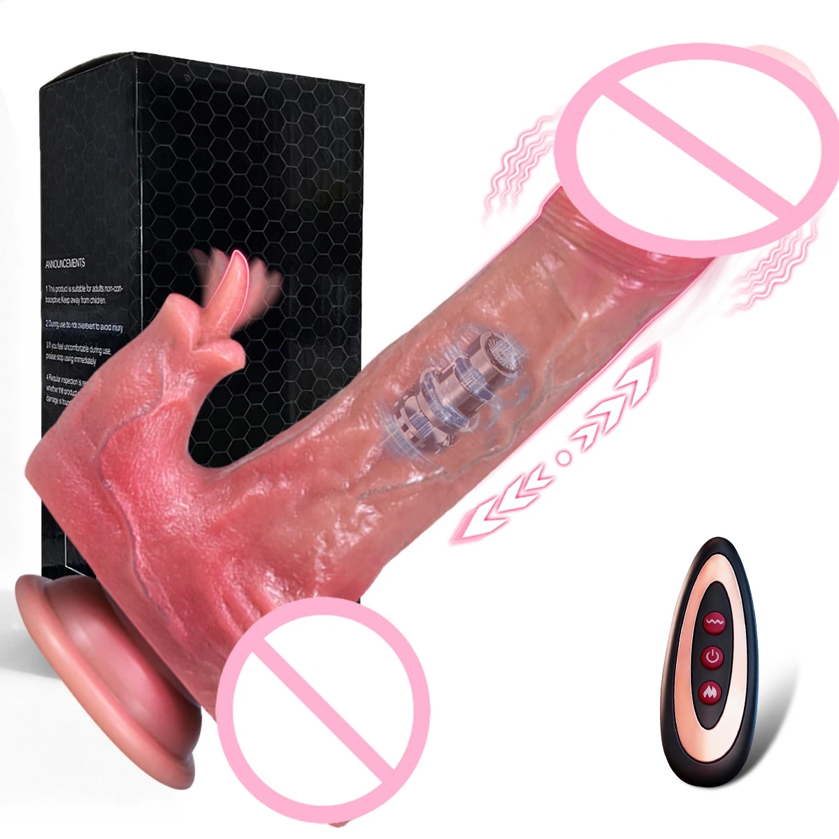 Dildo Brown Realistic Vibration 7 Thrust 10 Vibration And Licking Modes 22 Cm Powerful Suction Cup Heating Sex Toy Battery Power