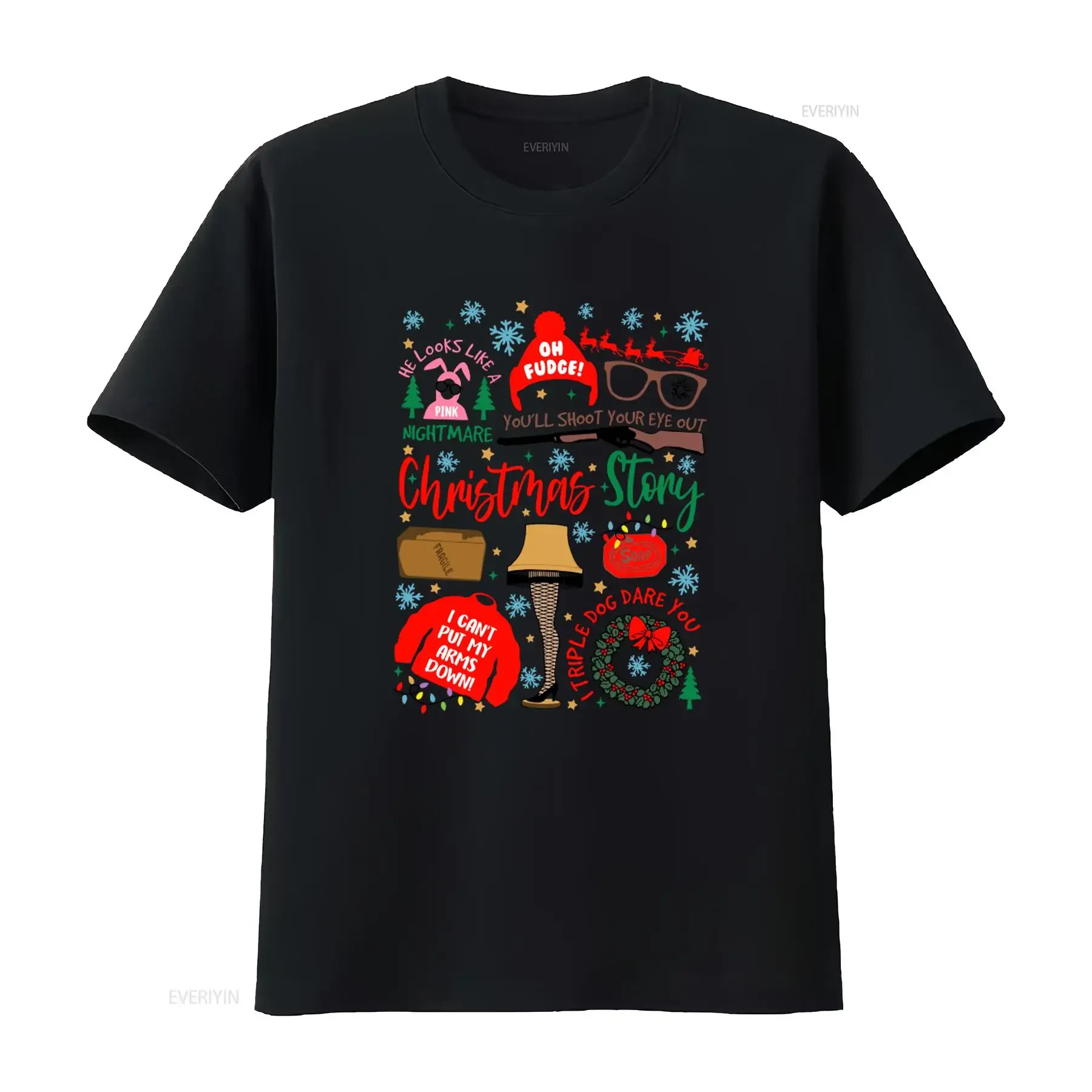 A Christmas Story T Shirt SweaT with Leg Lamp Oh Fudge Quote Movie Design Theme Holiday vintage Washed graphic Unisex homme