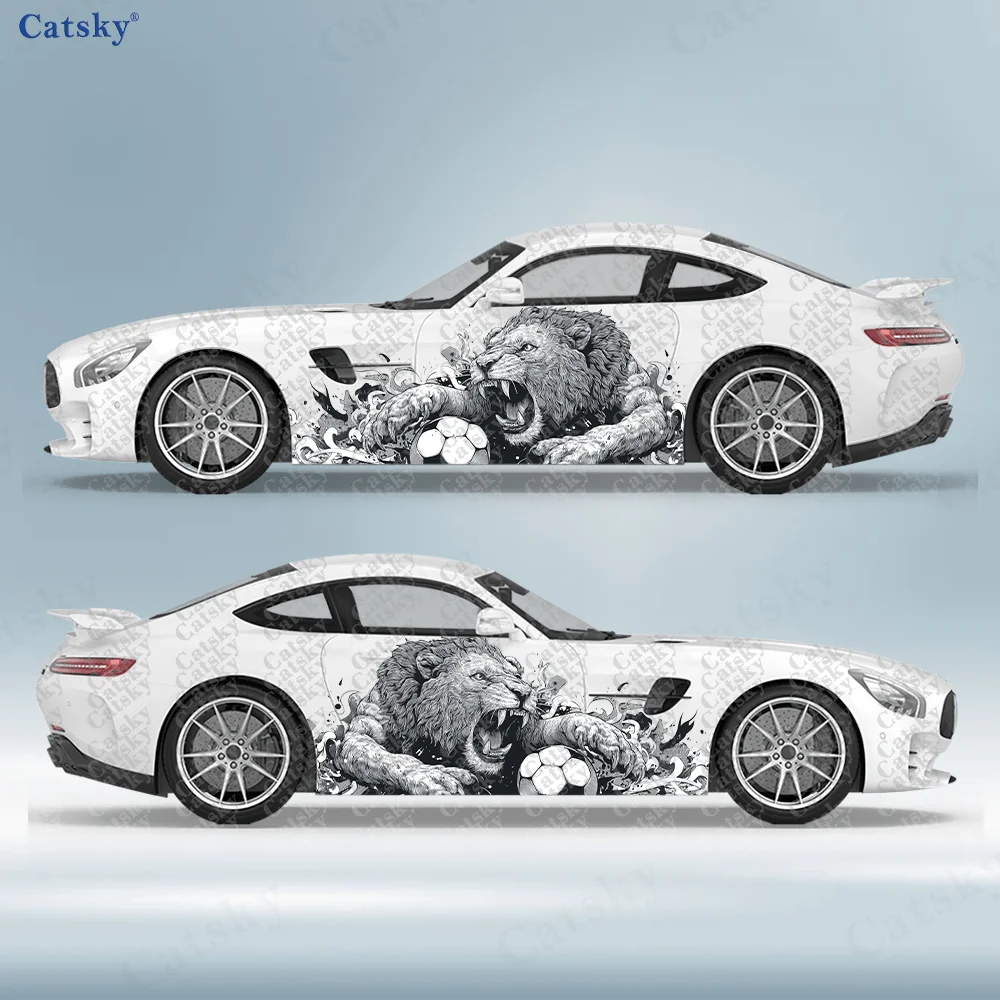 

2 шт. наклеек на боковые части автомобиля с изображением огненного льва, самоклеящиеся, из ПВХ, водонепроницаемые и устойчивые к царапинам, аксессуар для автомобиля, подарок