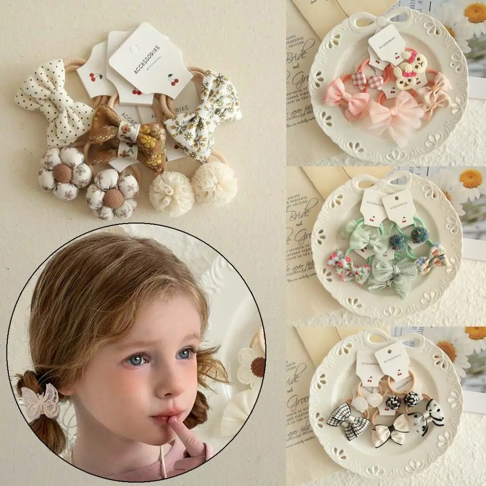 

10Pcs Hair Accessories Sweet Elastic Rubber Band Kids Girls Cute Hair Ties Bowknot Bows Flower Headdress