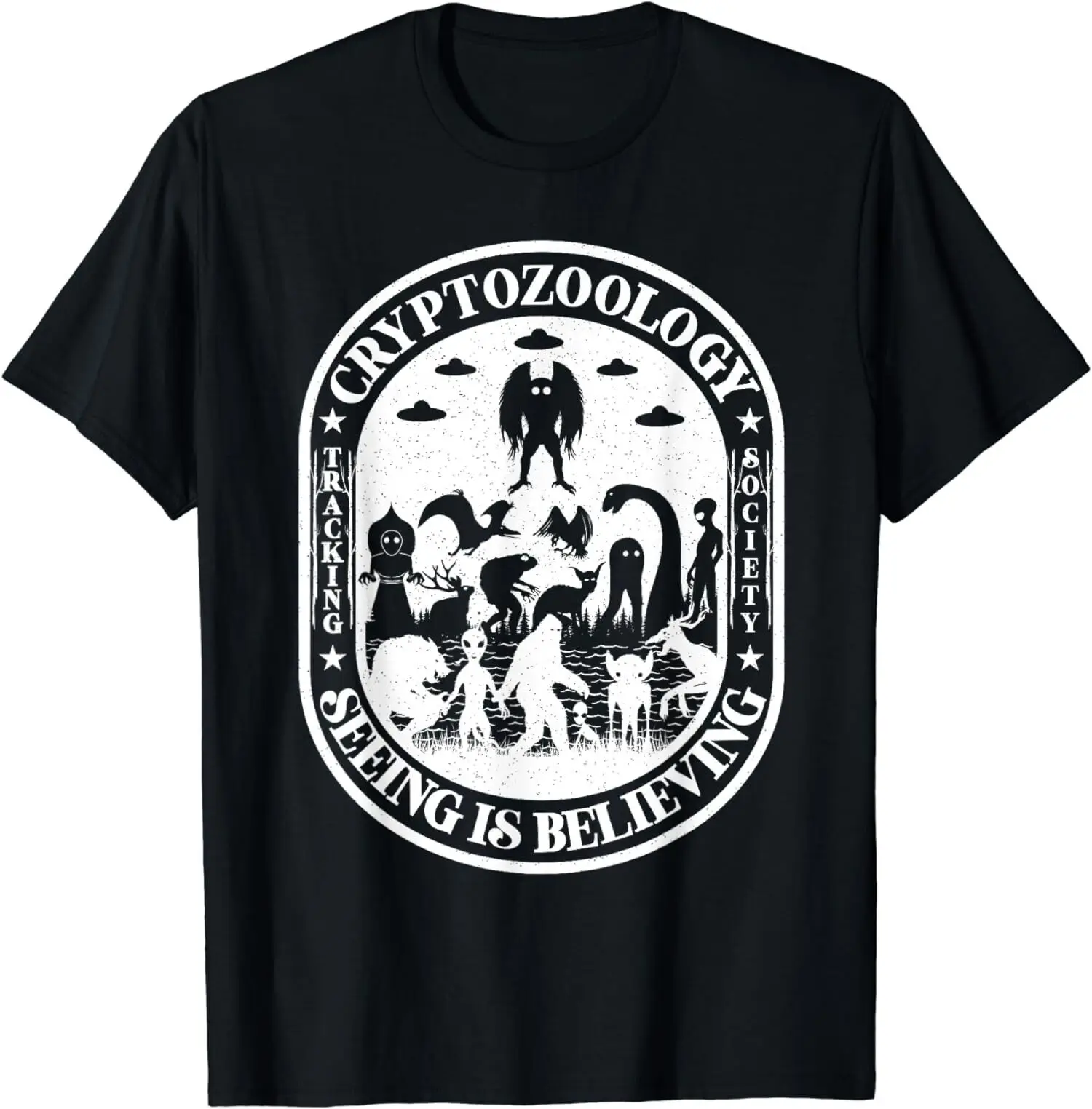 Футболка Bigfoot Nessie Mothman с изображением инопланетянина