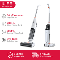 ILIFE W90 Cordless Wireless Wet Dry Smart Mop Washing , 5500Pa Suction, 1 Min Self Cleaning, Large Dual Water Tank