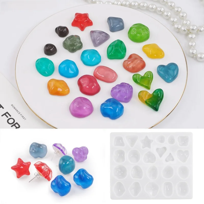 1pcs Irregular Earring Silicone Mold Diy Creative Pendant Keychains UV Crystal Epoxy Resin Molds Jewelry Craft Casting Tools