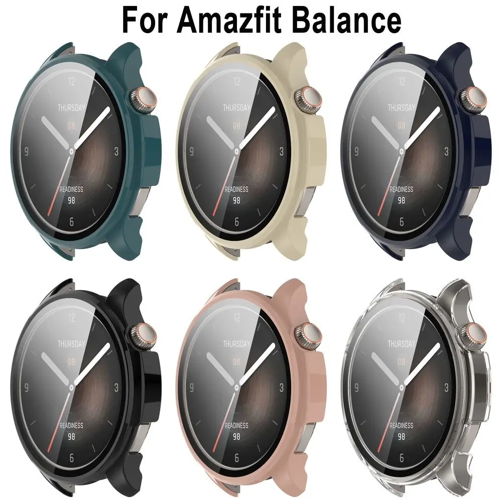 Case for Amazfit Balance Smart Watch New PC+Tempered Protective Cover Bumper Full Screen Protector Hard Shell Accessories