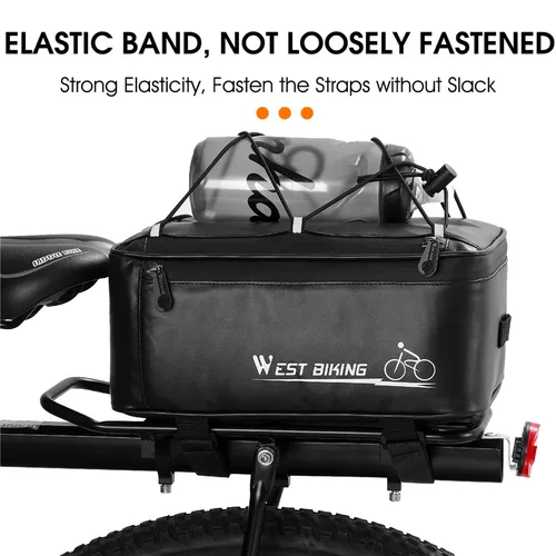 Imagen 2 del producto WEST BIKING-Bolsa de asiento trasero para bicicleta, 4L, reflectante, impermeable, de gran capacidad, con cubierta para lluvia, accesorio para bicicleta de montaña y carretera