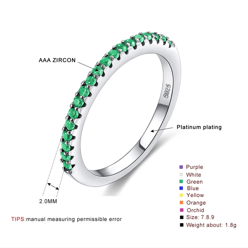 2018 New Fashion Multicolor Zirconia Party Women Engagement Ring With Silver Color Crystal Wedding Rings For Lady Jewelry Gift