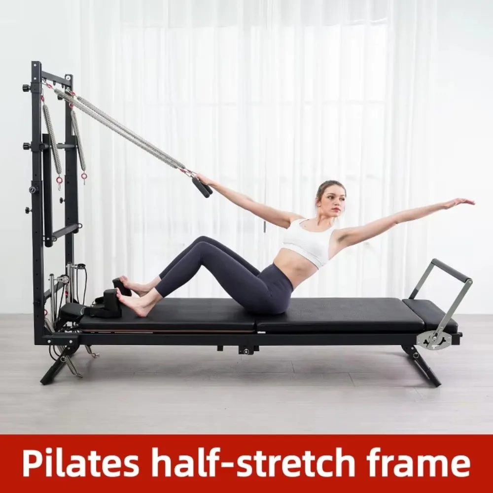 Foldable Pilates Reformer Half Tower Bed Retractable Detachable Steel Frame Commercial Home Yoga Studio Workout Equipment