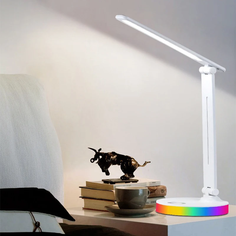 

Светодиодная настольная лампа с USB-разъемом, настольная лампа, 3 уровня, регулируемая яркость, сенсорное настольное освещение, защита глаз, складная для спальни, настольная лампа