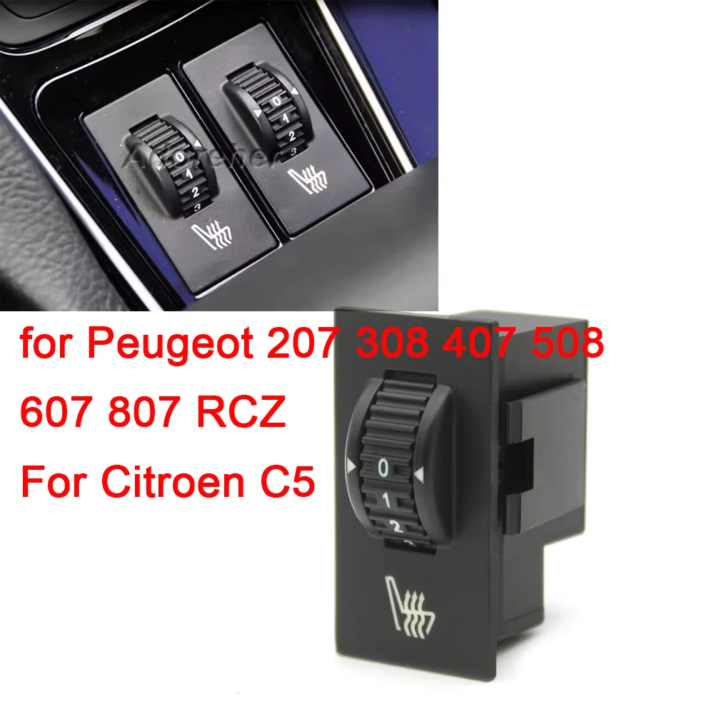 

1 шт. переключатель управления подогревом автомобильного сиденья, кнопка подогрева для Peugeot 207 308 407 508 607 807 RCZ для Citroen C5, автоаксессуары