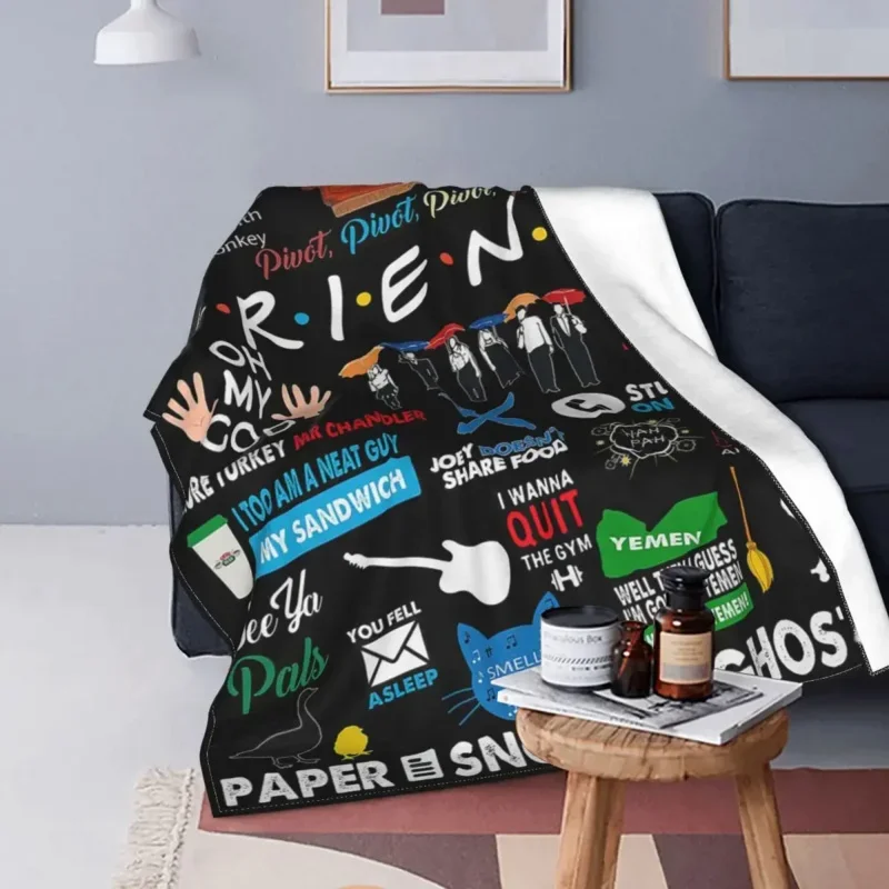 

Friends TV Show Collage Blankets Flannel Winter Central Perk Portable Lightweight Throw Blankets for Bedding Office Bedspread