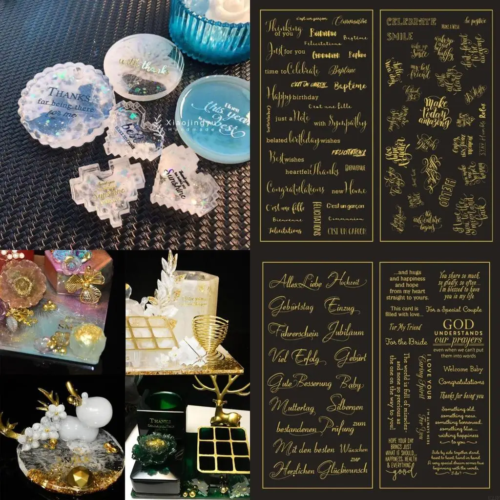   2PCS/Set Thankful Sticker Decal for Resin Mold Filling Material Engagement Decor