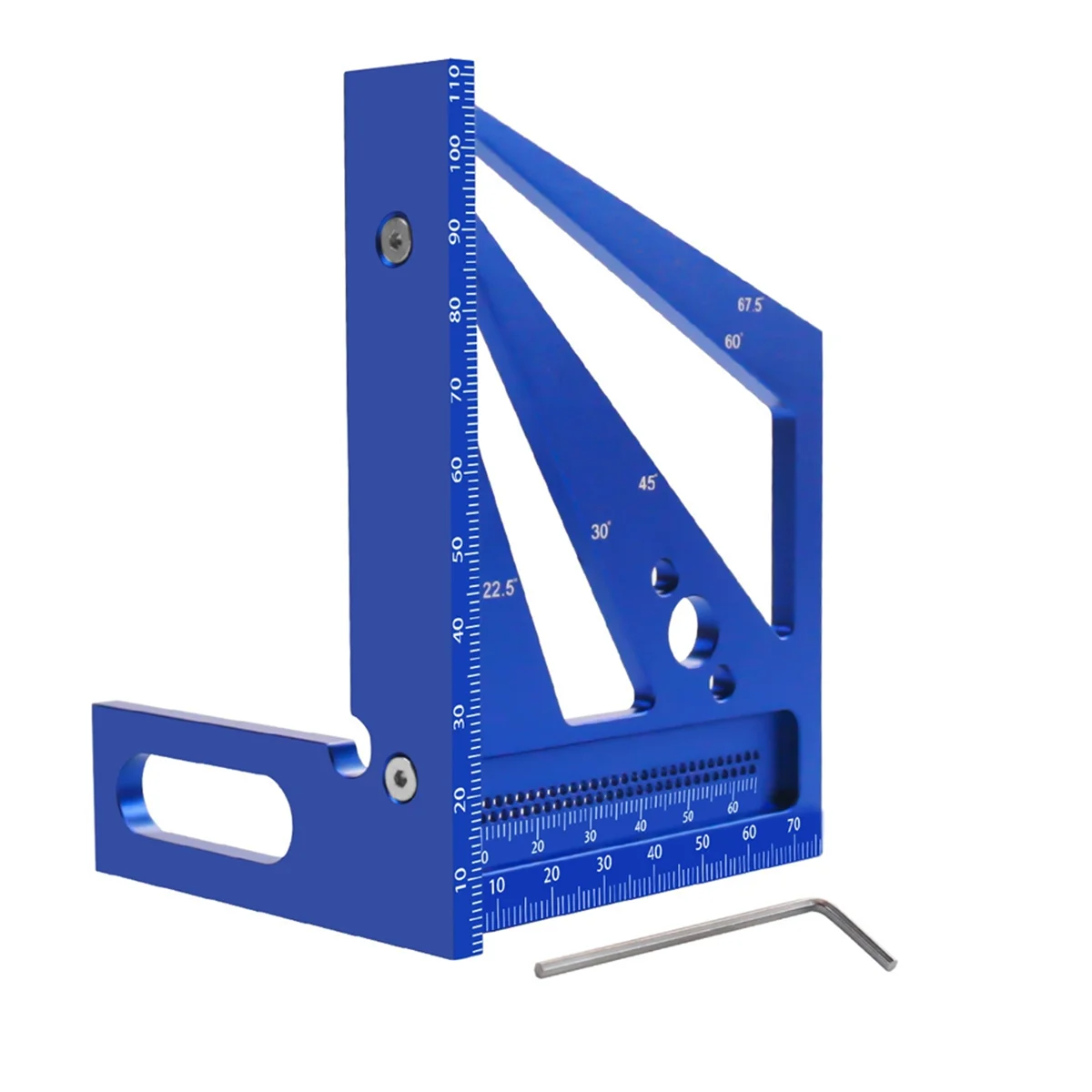 22.5/30/45/60/67.5/90 Degree Square Ruler Protractor, Multi-Angle 3D Measuring Ruler,Wood Carpenter Crafting Color: Blue