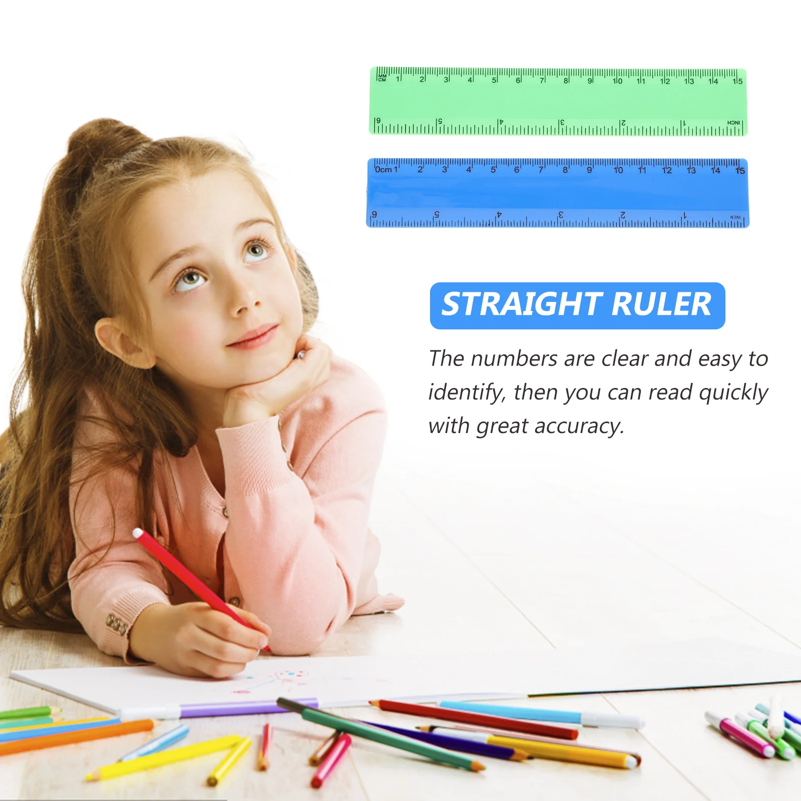 

20Pcs Student Plastic Straight Ruler Clear Scale Accurate Measurement Tool School Office Drawing Supplies Straight Ruler