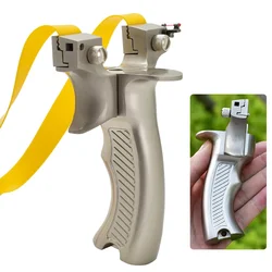 Aluminum Alloy + Stainless Steel Metal Slingshot Anti-slip Pattern Long Handle Professional Hunting Shooting Sling Hunting Toy