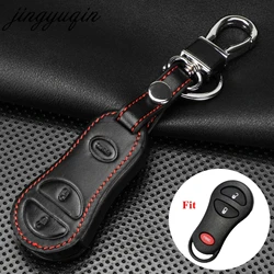 jingyuqin 3 Button Keyless Remote Key Case Leather Cover Fob For Chrysler Voyager Cruiser For Dodge Ram Dakota Jeep Cherokee