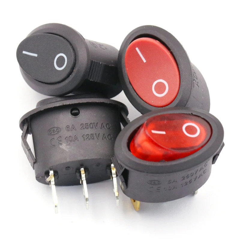 

2PCS KCD7 Oval Switch 2 Pin 2 Gear 3 Pin 3 Electric Kettle Boat Type Power Switch Boat Type Black Red No Light with Light