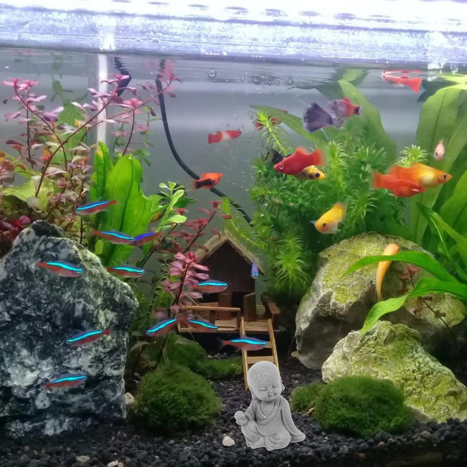 

Small Buddha Statue Fish Tank Buddha Decor Mini Monk Statue Aquarium Decoration for Underwater Landscape Traditional Home Decor