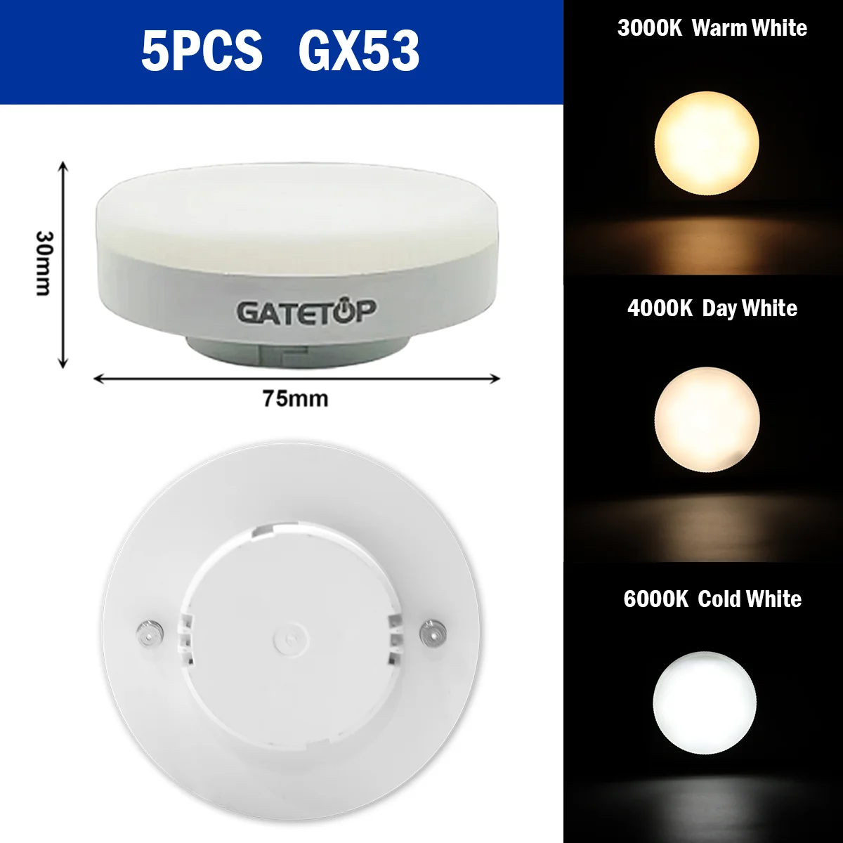 

5pcs GX53 LED Cabinet Spotlight AC85-265V 5W-15W High Lumen No Flicker Warm/day/cold White Light for Kitchen Office Lighting