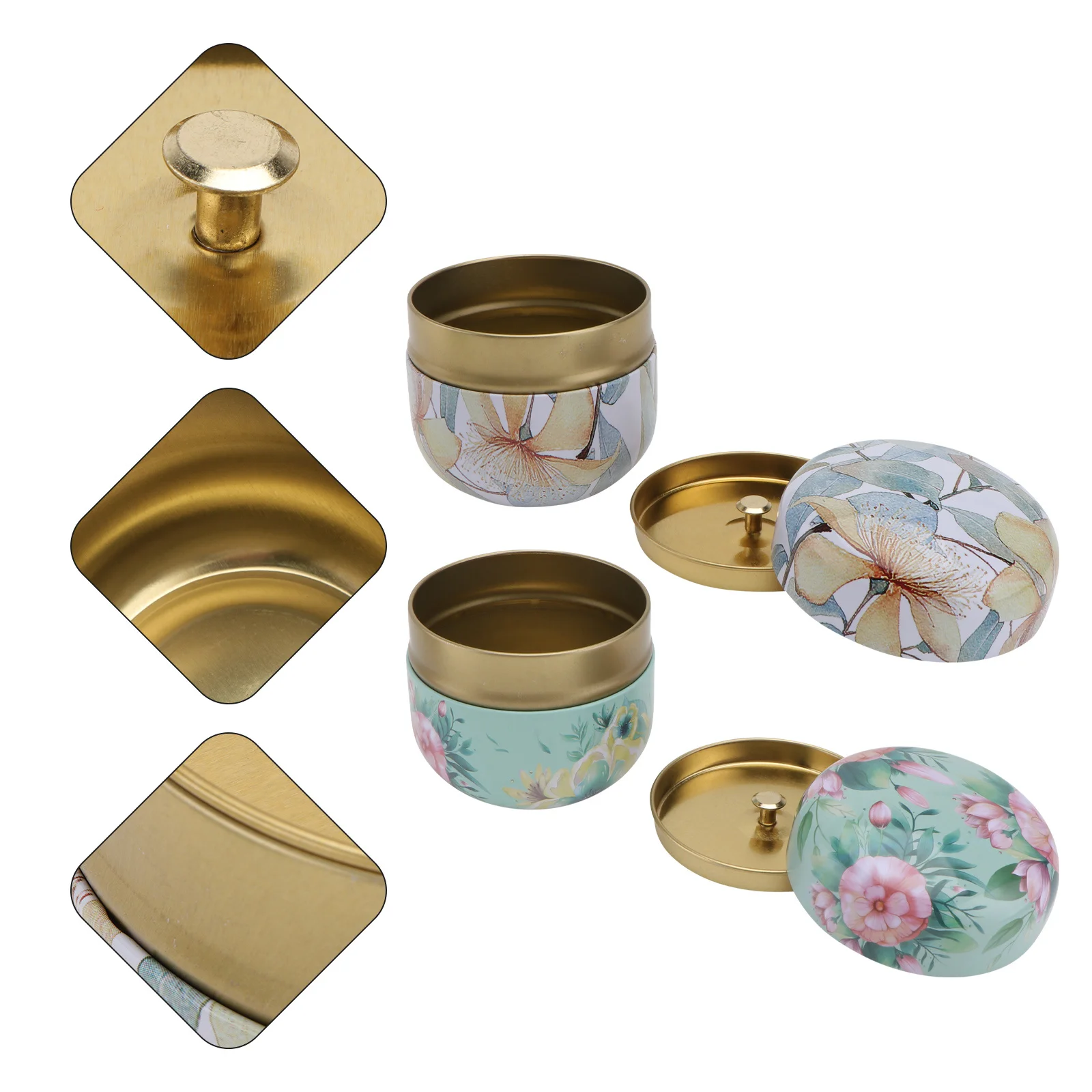 

2Pcs Tea Storage Canisters Creative Tinplate Storage Jars Decorative Candy Food Sealed Canisters Candy Jars