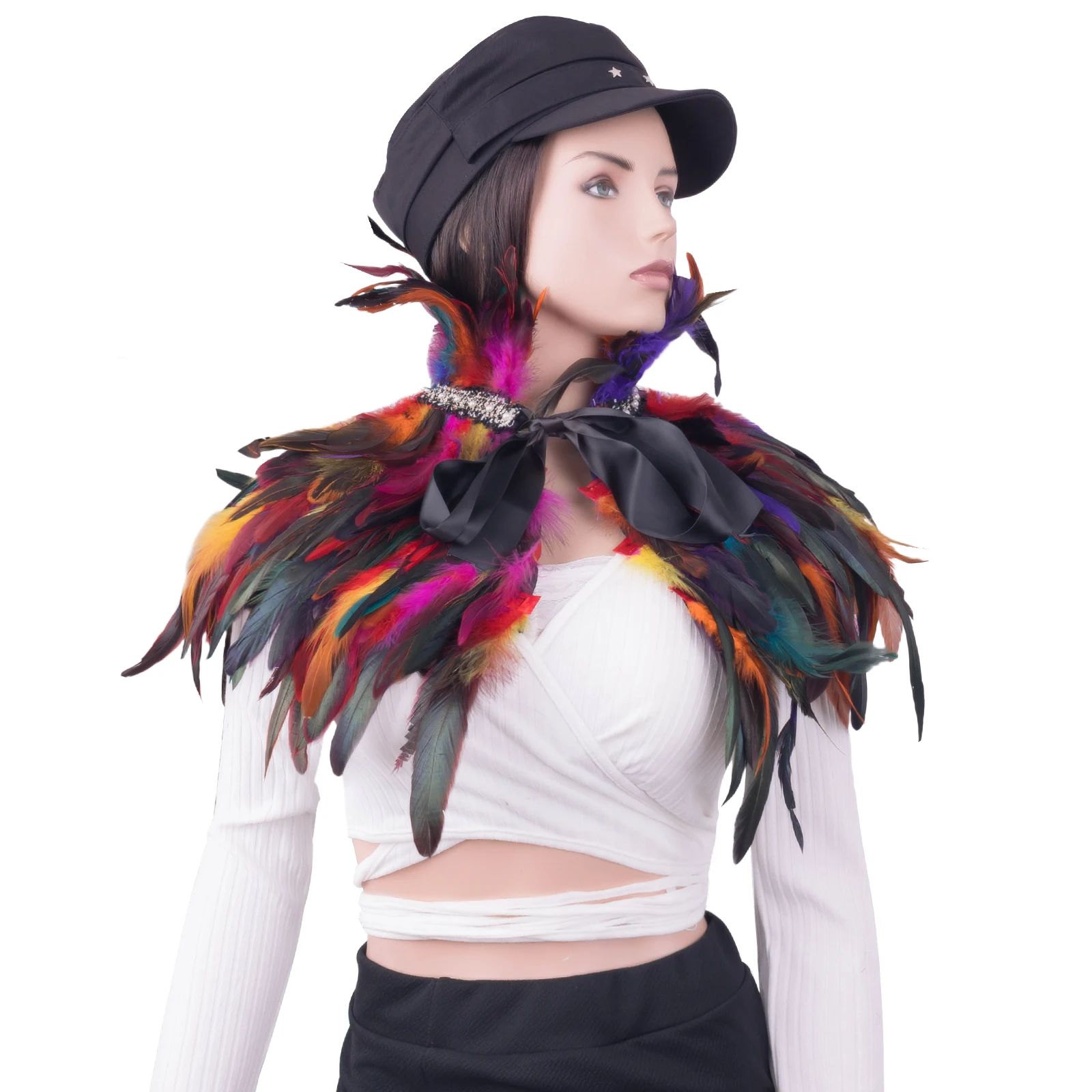 

Sexy Feather Body Accessories Women Underwear Elastic Halloween Goth Style Feather Accessory Garter Belt Burning Carnival