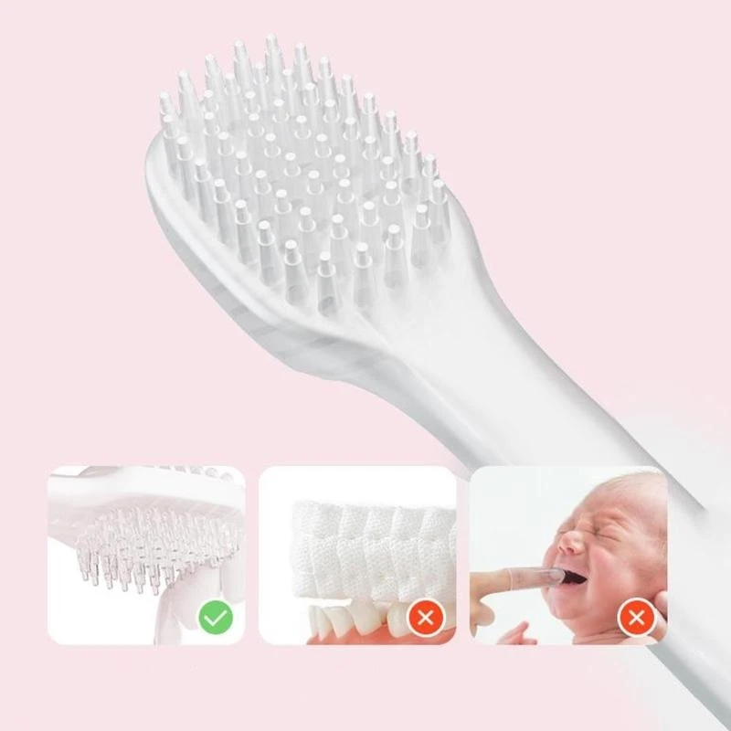 J15U فرشاة أسنان الطفل مزدوجة الوجهين لينة سيليكون نفضي الأسنان طلاء اللسان الأنظف طفل العناية بالفم تنظيف