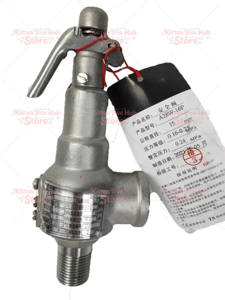 A28W-16P Stainless Steel Full Lift Safety Valve, Threaded Boiler Valve DN15-DN25 for High-Temperature Industrial Applications