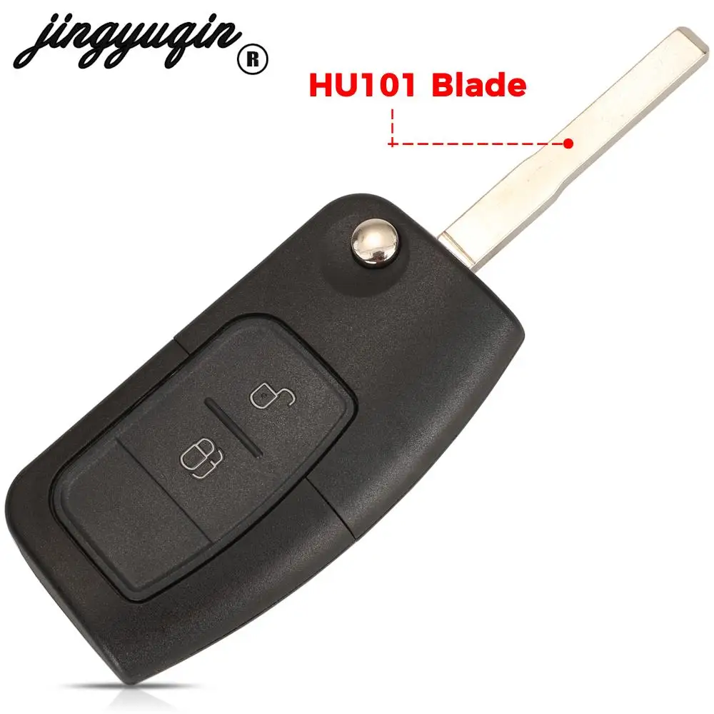 Jingyuqin 10Pcs สำหรับ Ford Focus 2 3 Mondeo Fiesta Flip พับ Mobil Remote Control Key กรณี Shell Fo21 HU101 Balde Fob 2/3ปุ่ม