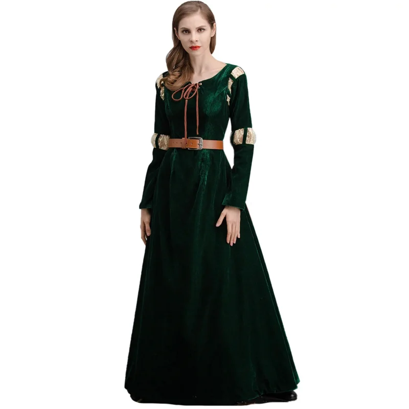 

Merida cosplay costume long dress red hair Princess Women girl outfits Halloween carnival costumes