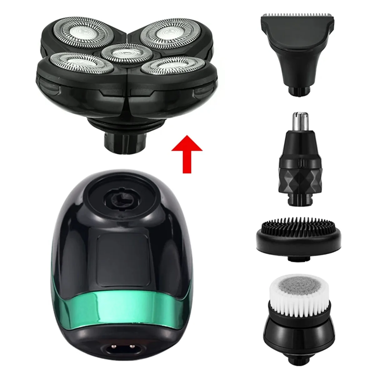 5 in 1 Rechargeable Electric Shaver, Shaving Hair Cutting Nose Hair, Ear Hair Trimmer, Men'S Cleaning Brush