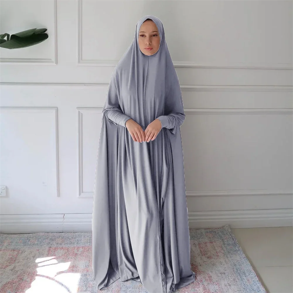 

Ramadan Eid Hooded Abaya Muslim Women Prayer Dress Islamic Garment Clothing Arabic Robe Full Cover Bat Sleeve Abayas Kaftan Gown