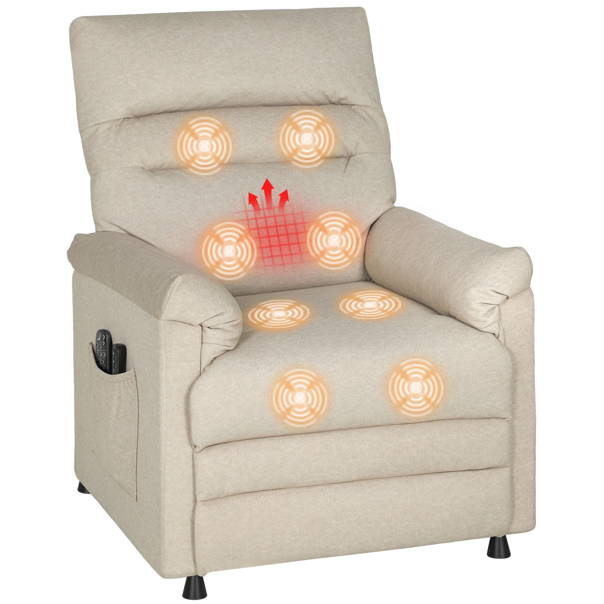HOMCOM Sillón Masaje Relax Reclinable con Calor Lumbar y Masaje Vibración Beige