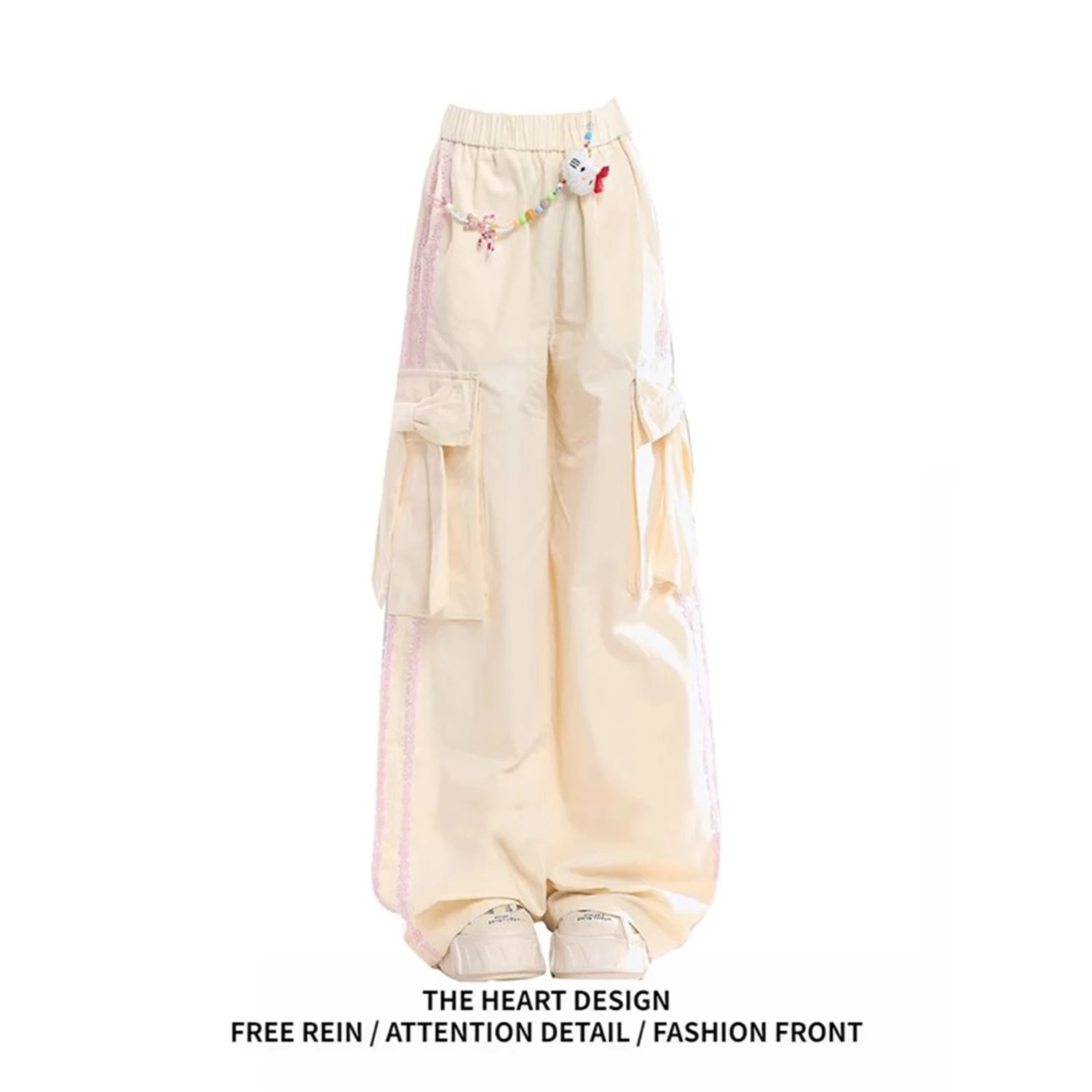 

Women's 2025 Y2K Cargo Pants Baggy Wide Leg Trousers With Big Pockets Side Trim Streetwear Casual Bottoms