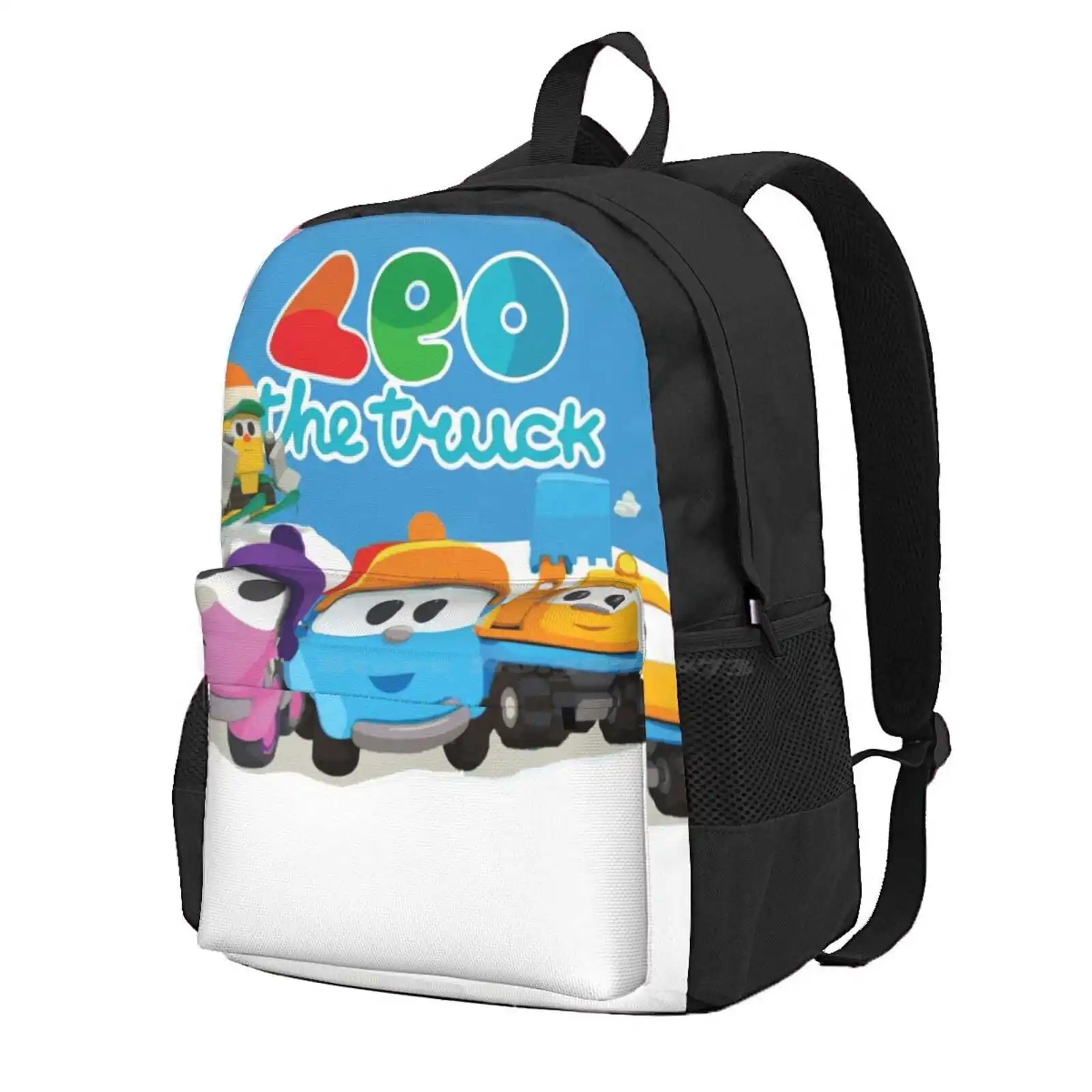 Leothe Truck, Lift, Scoop, And Leah Winter Fun Holiday Hot Sale Schoolbag Backpack Fashion Bags Leo The Truck The Inquisitive