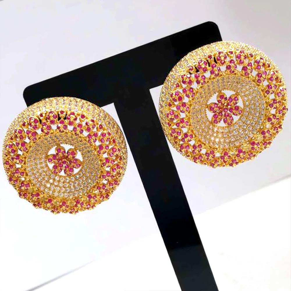 

Missvikki New Luxury Shiny Round Star Earrings for Women Show Party Bridal Wedding Jewelry Best Ladies Gift High Quality